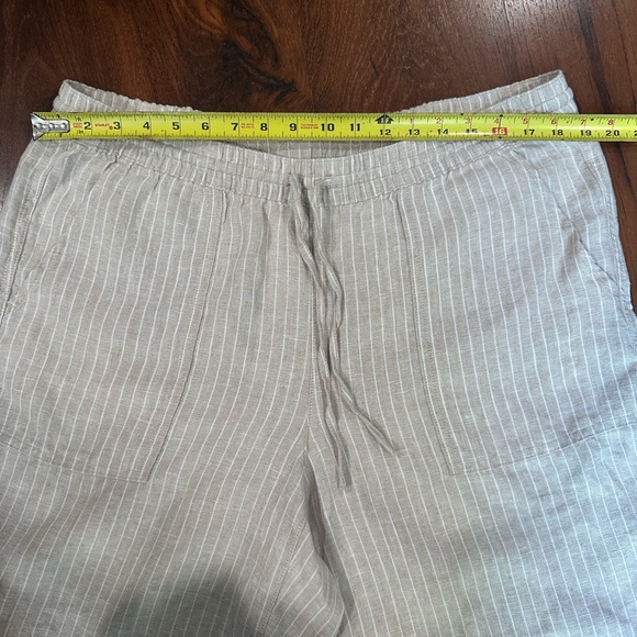 Lands’ End 100% Linen Women’s Plus 16 Beige Striped Pull On Shorts 9” Inseam - Picture 4 of 8
